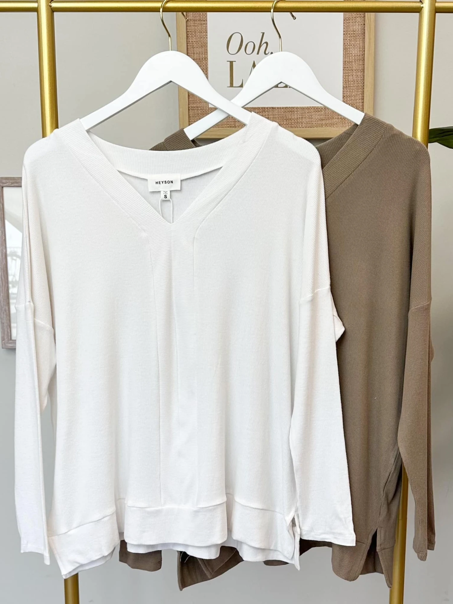 V-Neck Brushed Rib Oversized Layering Top | S - 3XL