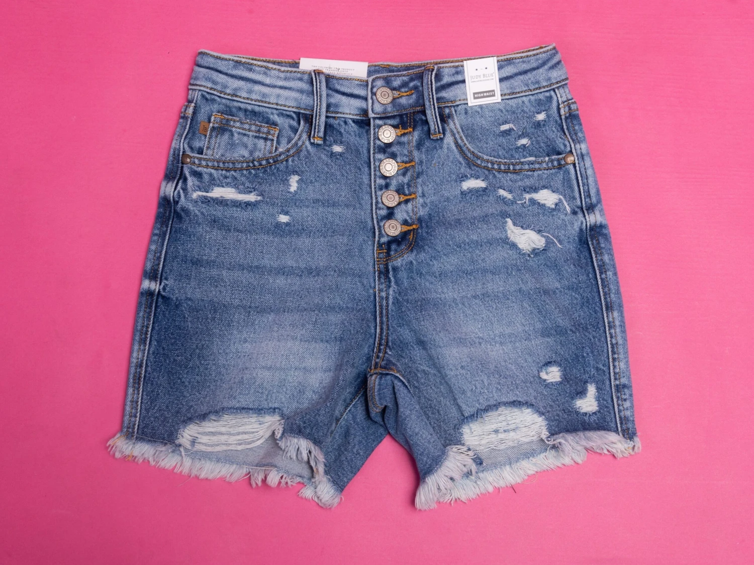 Judy Blue High Waist Magic Destroy Button Fly Cut Off Shorts | S-3X - Image 2