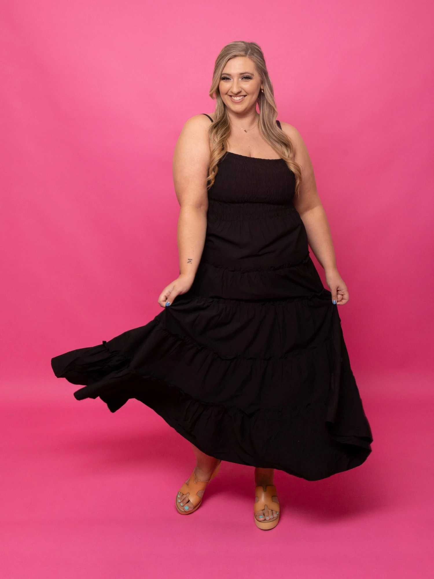 Zenana Smocked Tiered Maxi Dress W/ Spaghetti Straps | S - 3X - Image 7