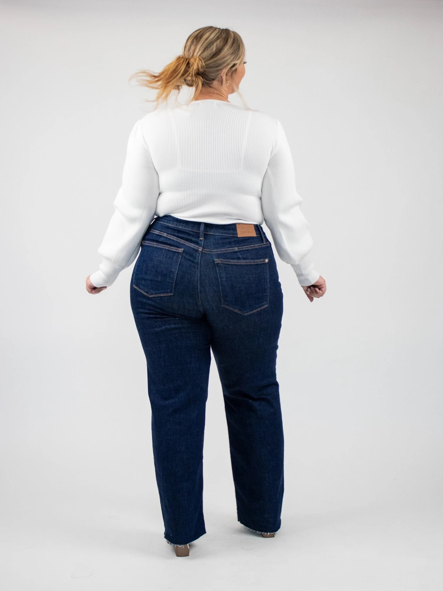 Judy Blue High Waist Vintage Raw Hem Straight Leg Jeans | 0-24 - Image 4