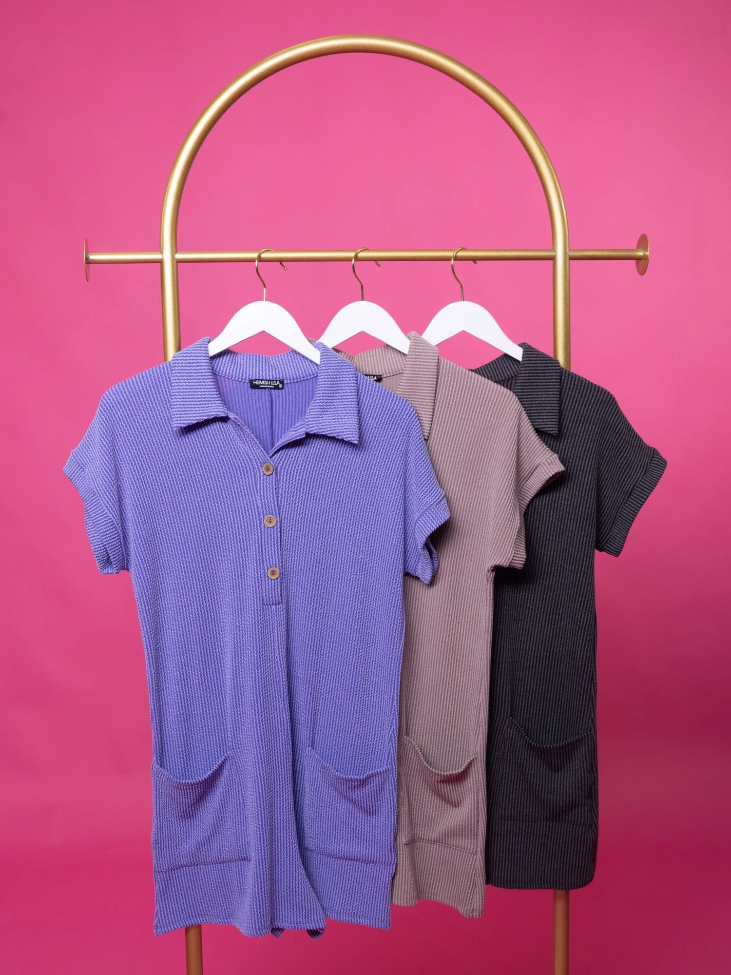 Heimish Raised Rib1/4 Button Collared Romper | S - 3X