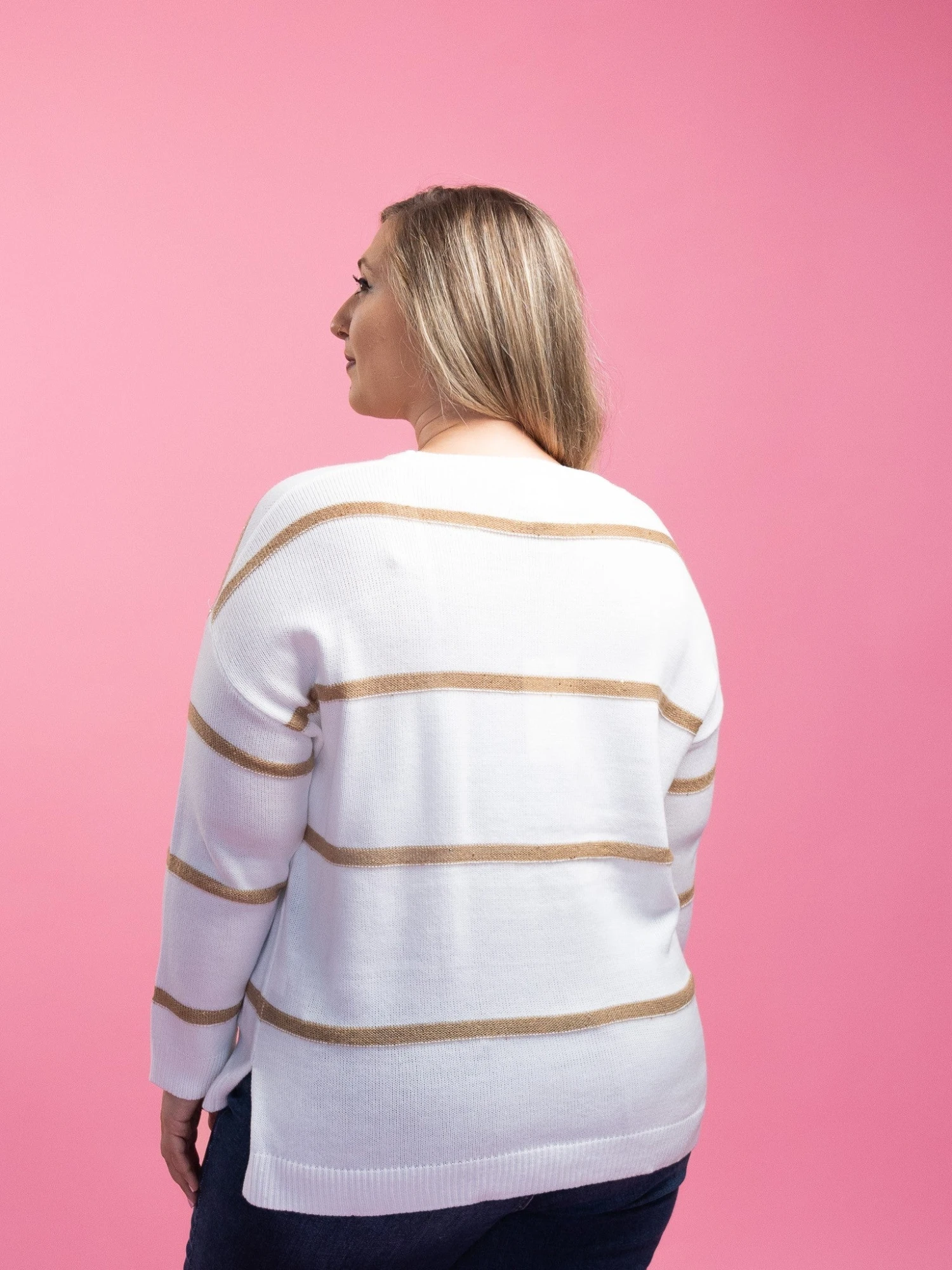Long Sleeve Crewneck Striped Sweater | 1X-3X - Image 4