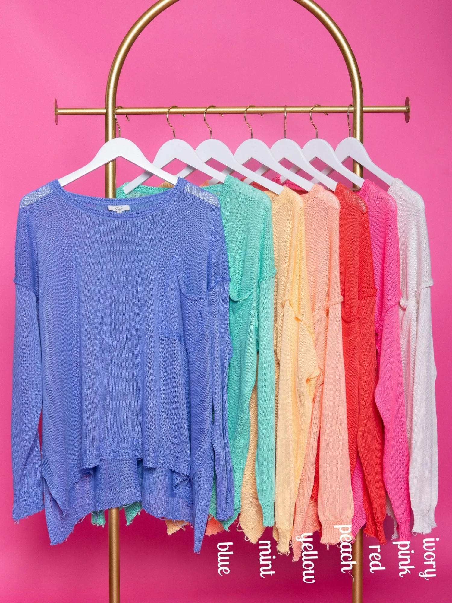 Long Sleeve Round Neck Raw Hem Sweater W/ Chest Pocket | S-L - Image 2