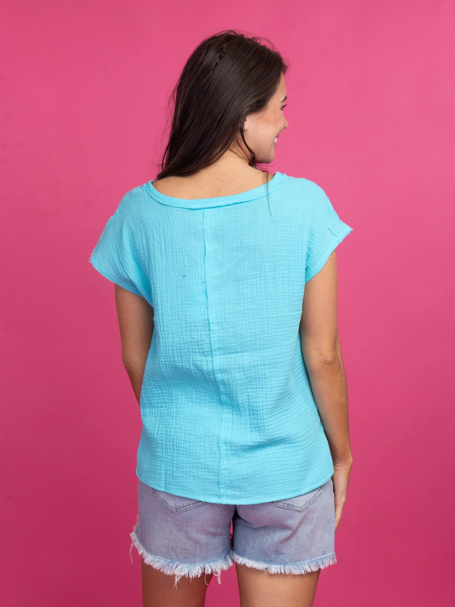 V-Neck Short Sleeve Gauze Top | S - 3XL - Image 5