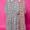 Floral Print 3/4 Sleeve Woven Collared Maxi Dress | S - 3XL