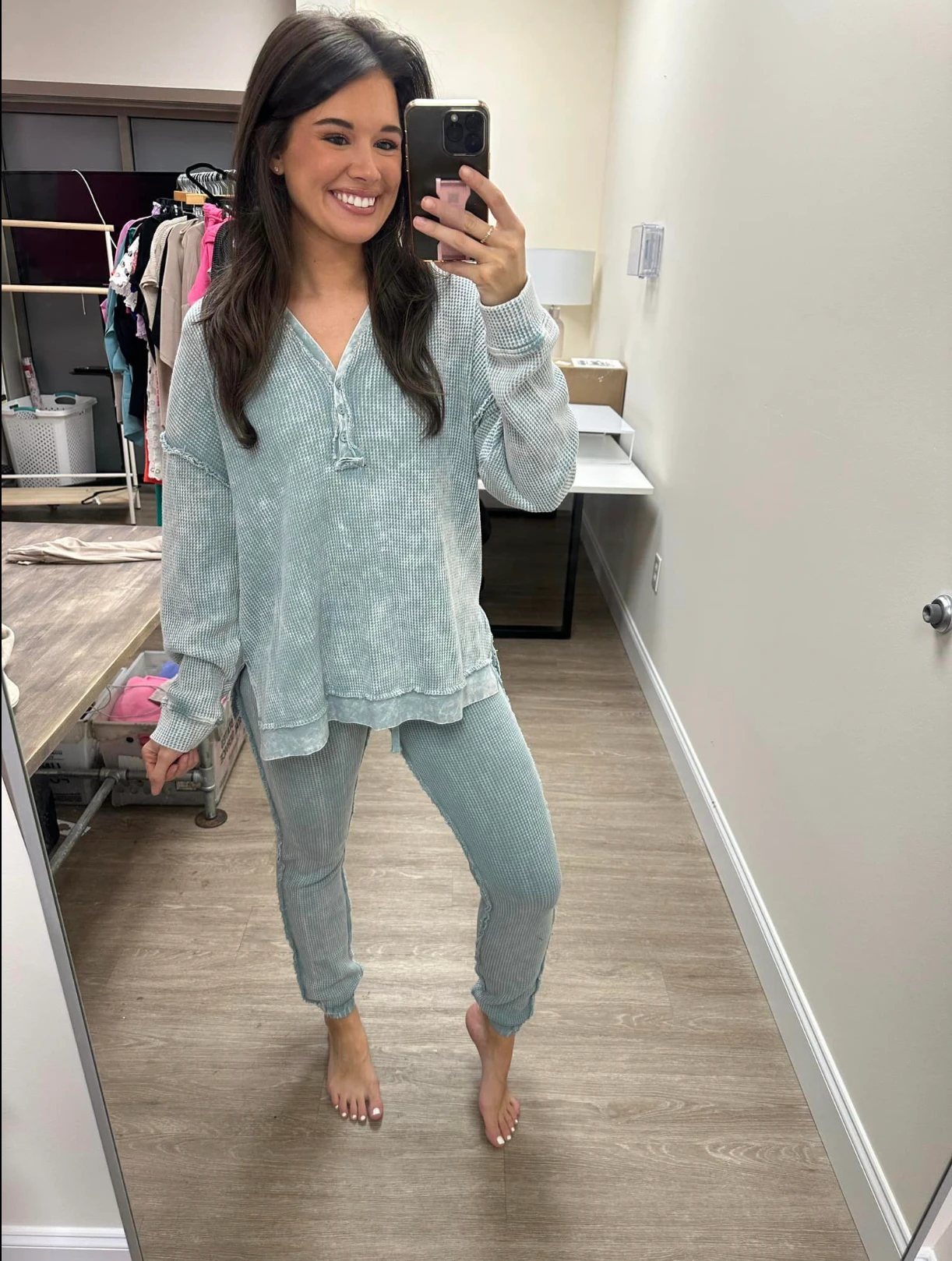 Thermal Washed Button Down Top | S - 3X Set W/ Sku50317 - Image 7