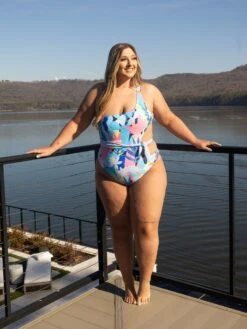 Print Asymmetric Cutout One Piece Swimsuit W/ Belt | S-XL *Final Sale *Final Sale*