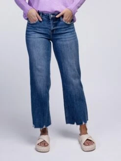 Lovervet Mid Rise Wide Leg Jeans W/ Distressed Hem | 0-22