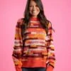 Abstract Print Long Sleeve Round Neck Sweater | S-3X