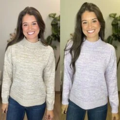 Yarn Long Sleeve Mock Neck Sweater | S-L