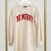 Be Merry Ribbed Loose Fit Round Neck Long Sleeve Top | S-3X