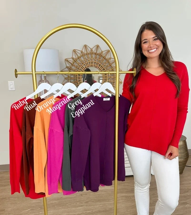 Zenana Dream Knit Vneck Sweater | XS-3X - Image 2