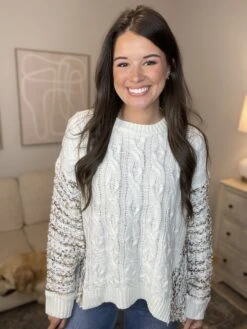 Multicolor Print Oversized Round Neck Knit Sweater | S/M- 2X/3X