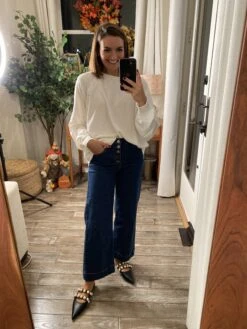 Risen High-Rise 5 Button-Down Ankle Wide Leg Jeans | 0 - 3X