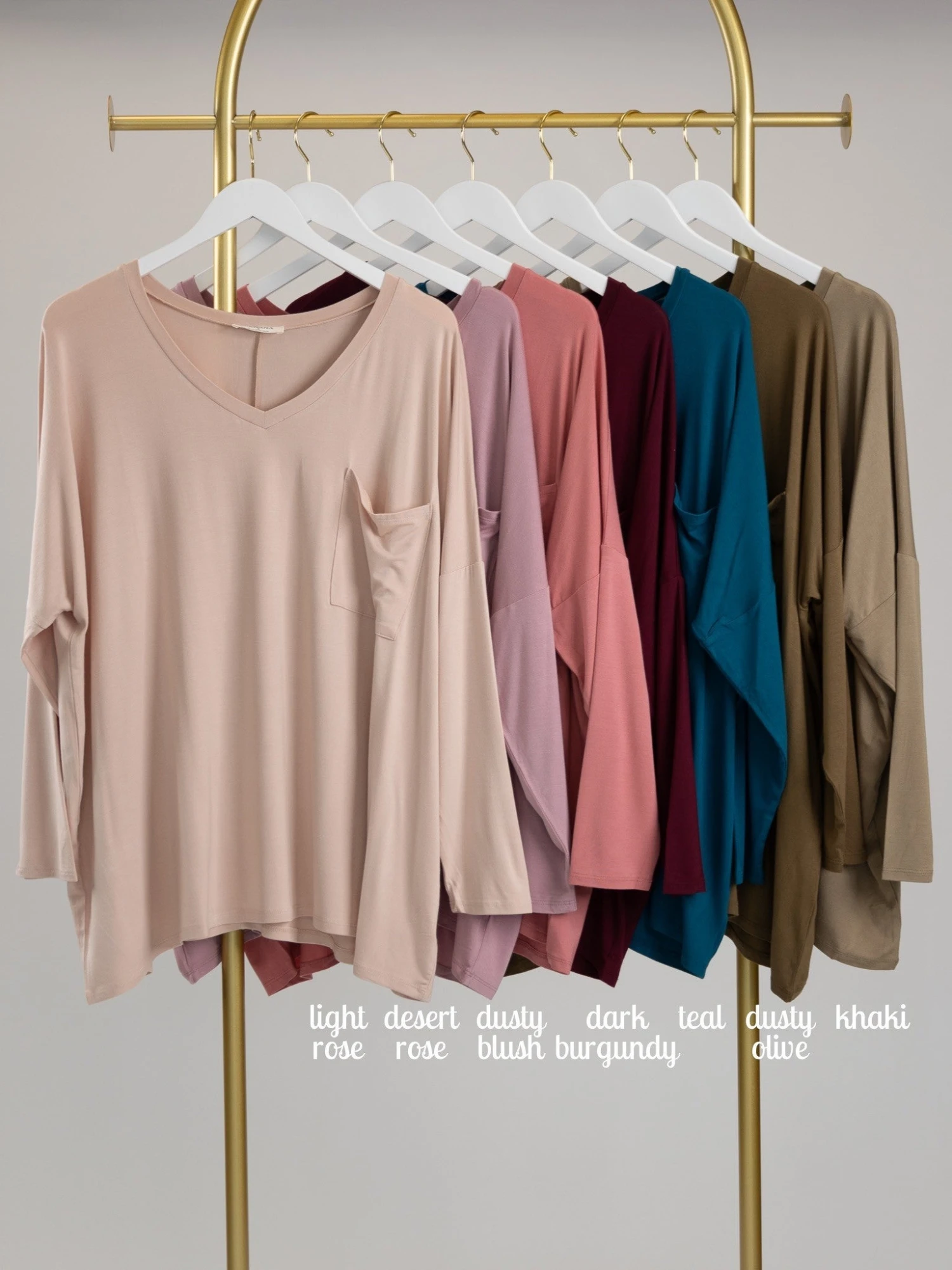 Zenana Oversized V-Neck Long Sleeve Top W/ Chest Pocket | S - XL