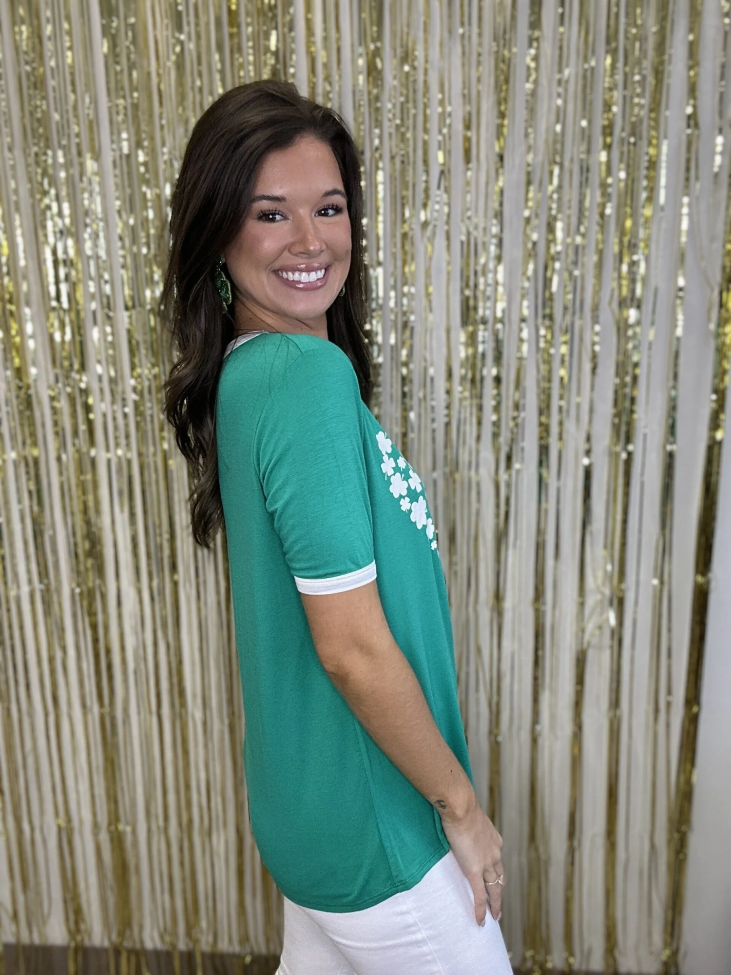 Solid Colorblock Top With Clover | S - 3X *Final Sale* - Image 3