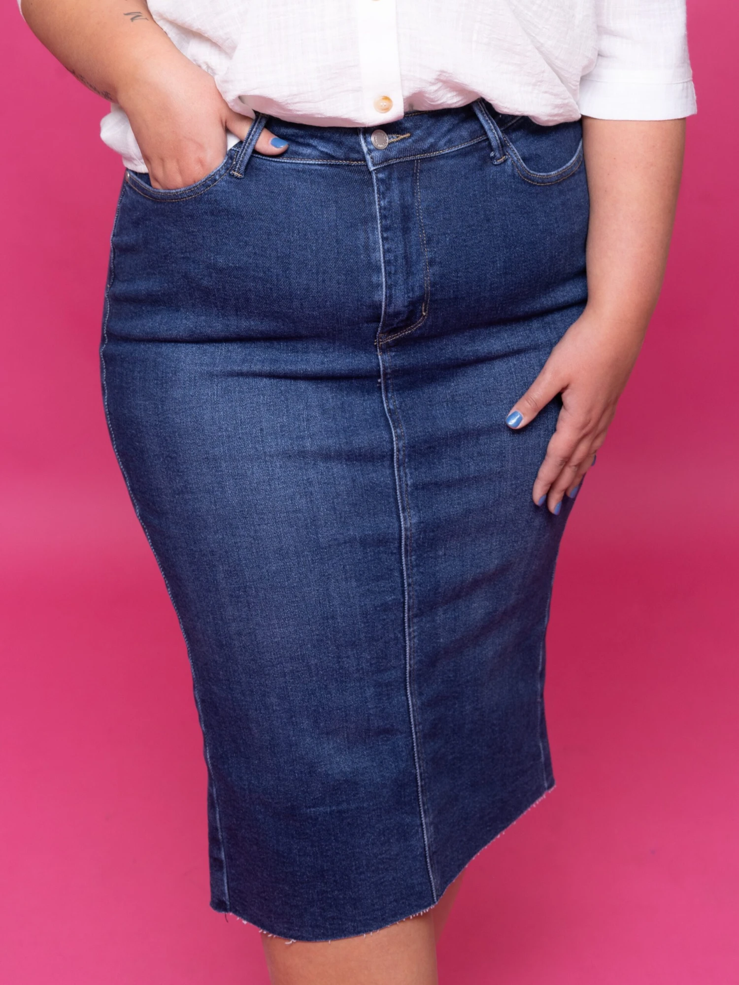 Judy Blue High Waist Back Slit Hem Midi Length Skirt | S-3X - Image 4