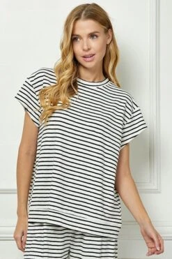 See And Be Seen Striped Short Sleeve Top | S - 3XL Set W/ Sku50089