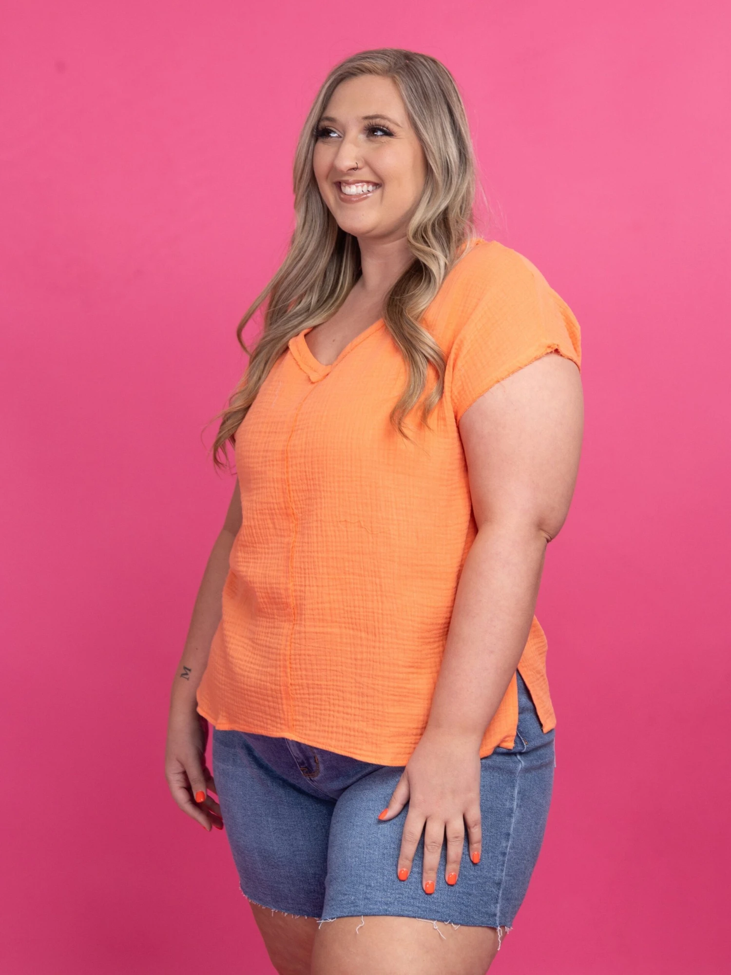 V-Neck Short Sleeve Gauze Top | S - 3XL - Image 8