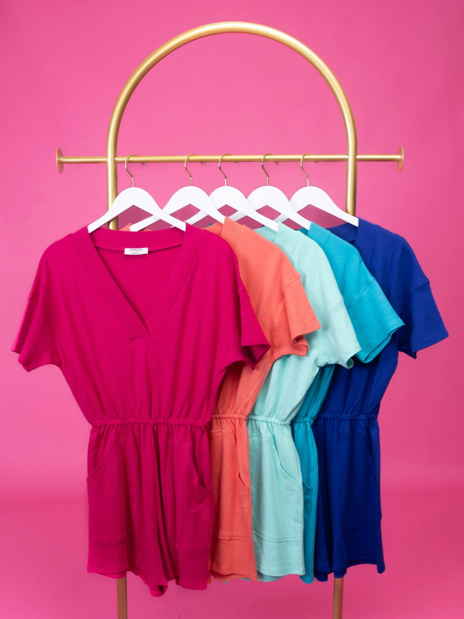 Zenana Gracie Drop Shoulder V-Neck Romper W/ Pockets | S-3X