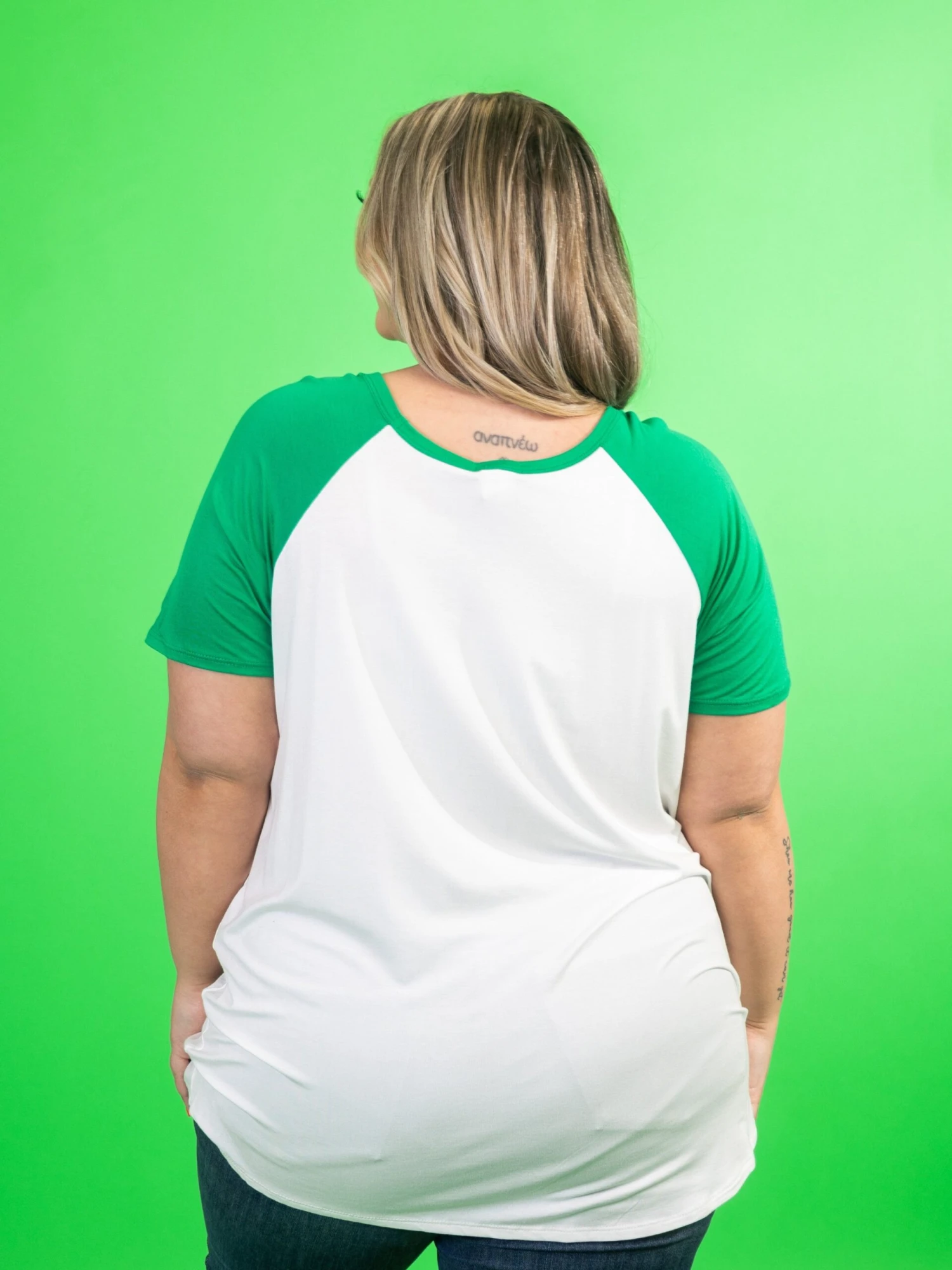 Short Sleeve Ragland Top W/ Animal Print Clover | S-3X St. Patricks Day - Image 3