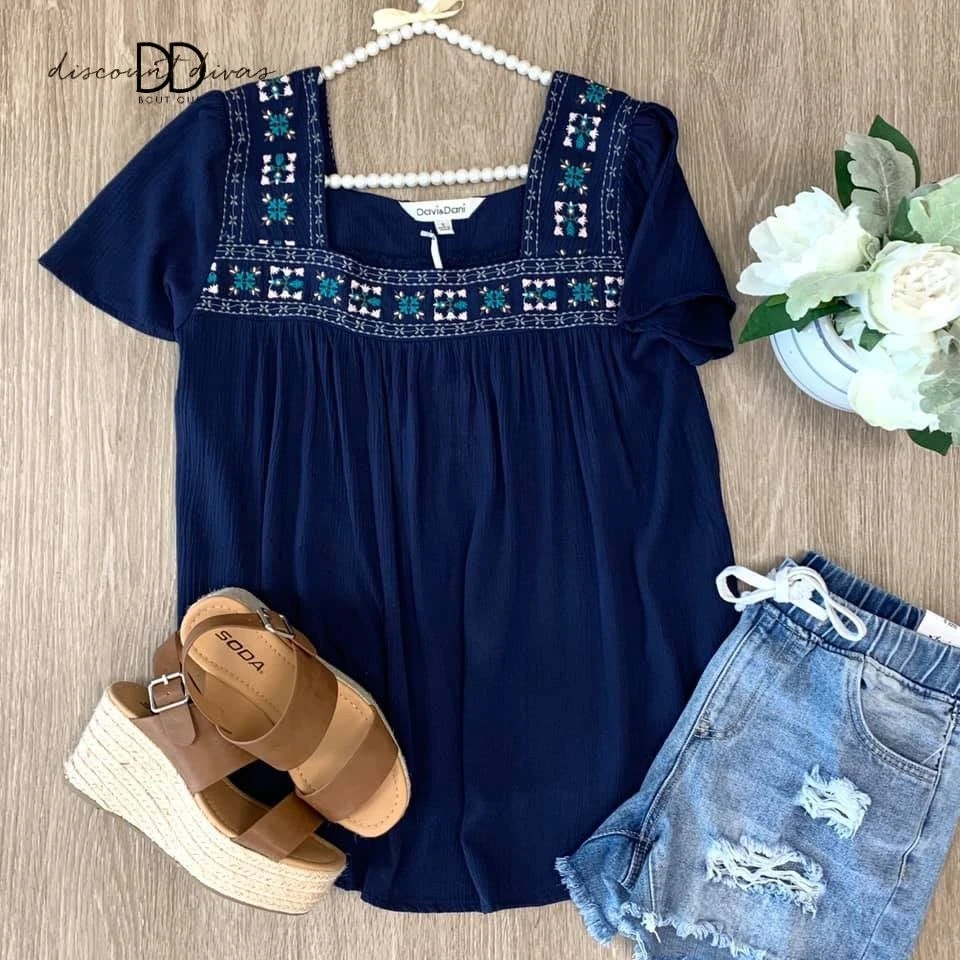 Life Is Good Embroidered Top *Final Sale*