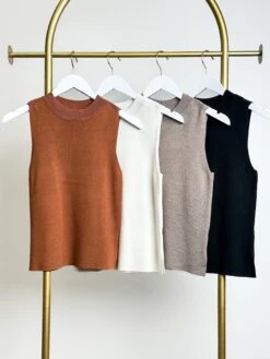 Fitted Knit Tank Top W/ Mock Neck | S-2X