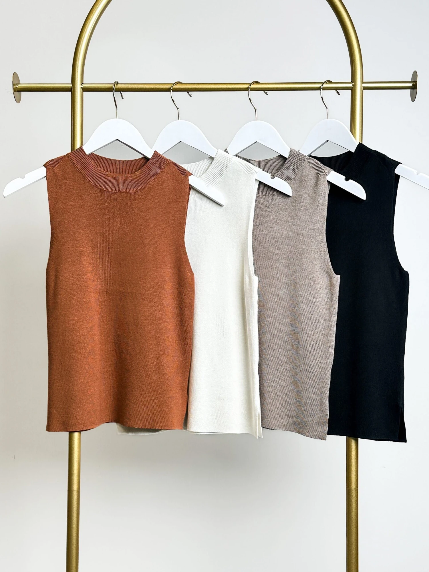 Fitted Knit Tank Top W/ Mock Neck | S-2X