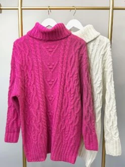 Turtleneck Cable Knit Sweater | S-L