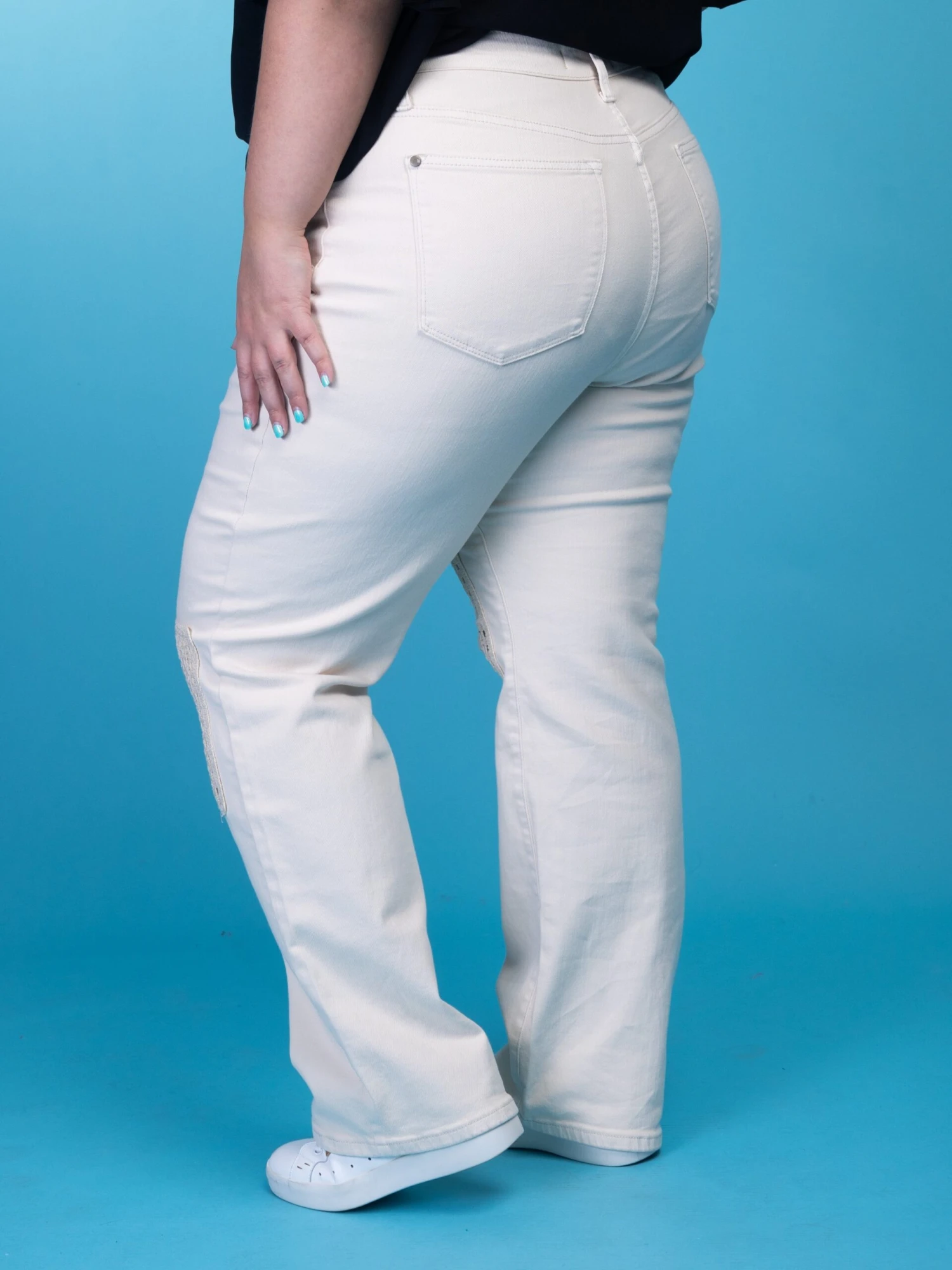 Judy Blue High Waist Garment Dyed Crotchet Knee Patches Wide Leg Jeans | 0 - 24 - Image 2