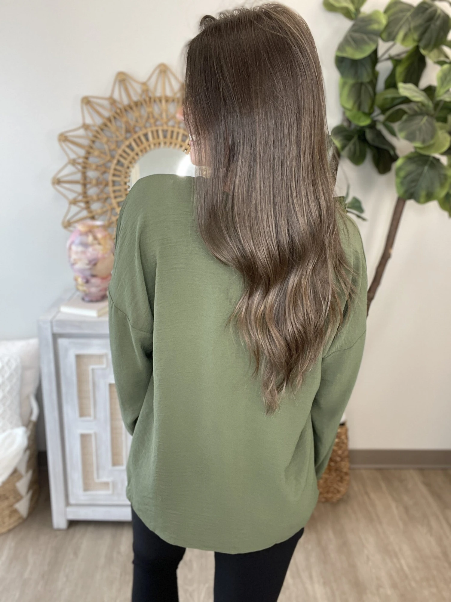 Airflow Long Sleeve V Neck Top W/ Chest Pocket | S-3X - Image 4