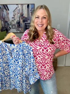 Print Slit Neck Half Raglan Sleeves Top | S-L