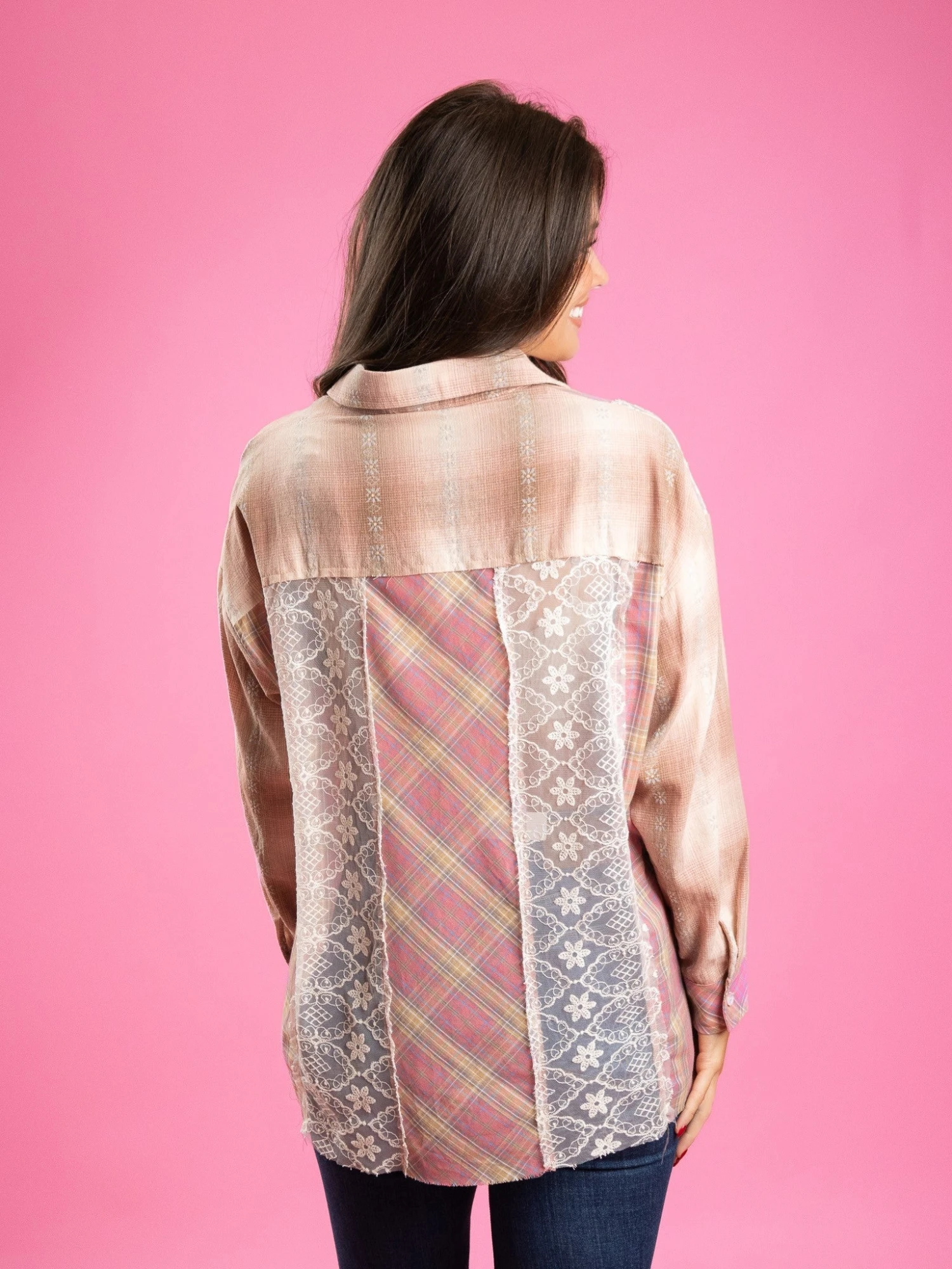 Plaid Multi Print Button Down Long Sleeve Shirt | S-L - Image 3