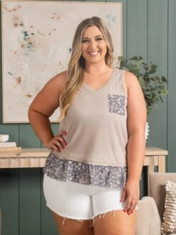 Printed Ruffle Hem Sleeveless Top | S - L