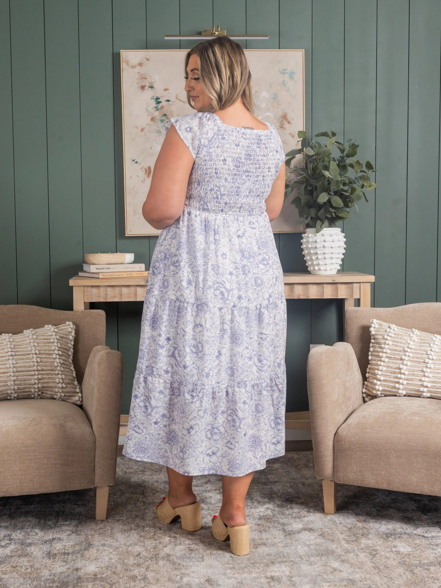 Floral Print Bust Ruching Tiered Maxi Dress | S-3XL - Image 4