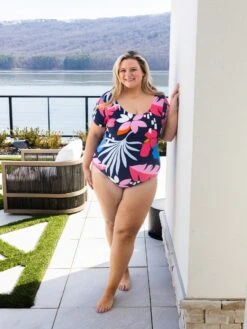 Coral Reef Short Sleeve One Piece Printed Swimsuit | S-3X *Final Sale*