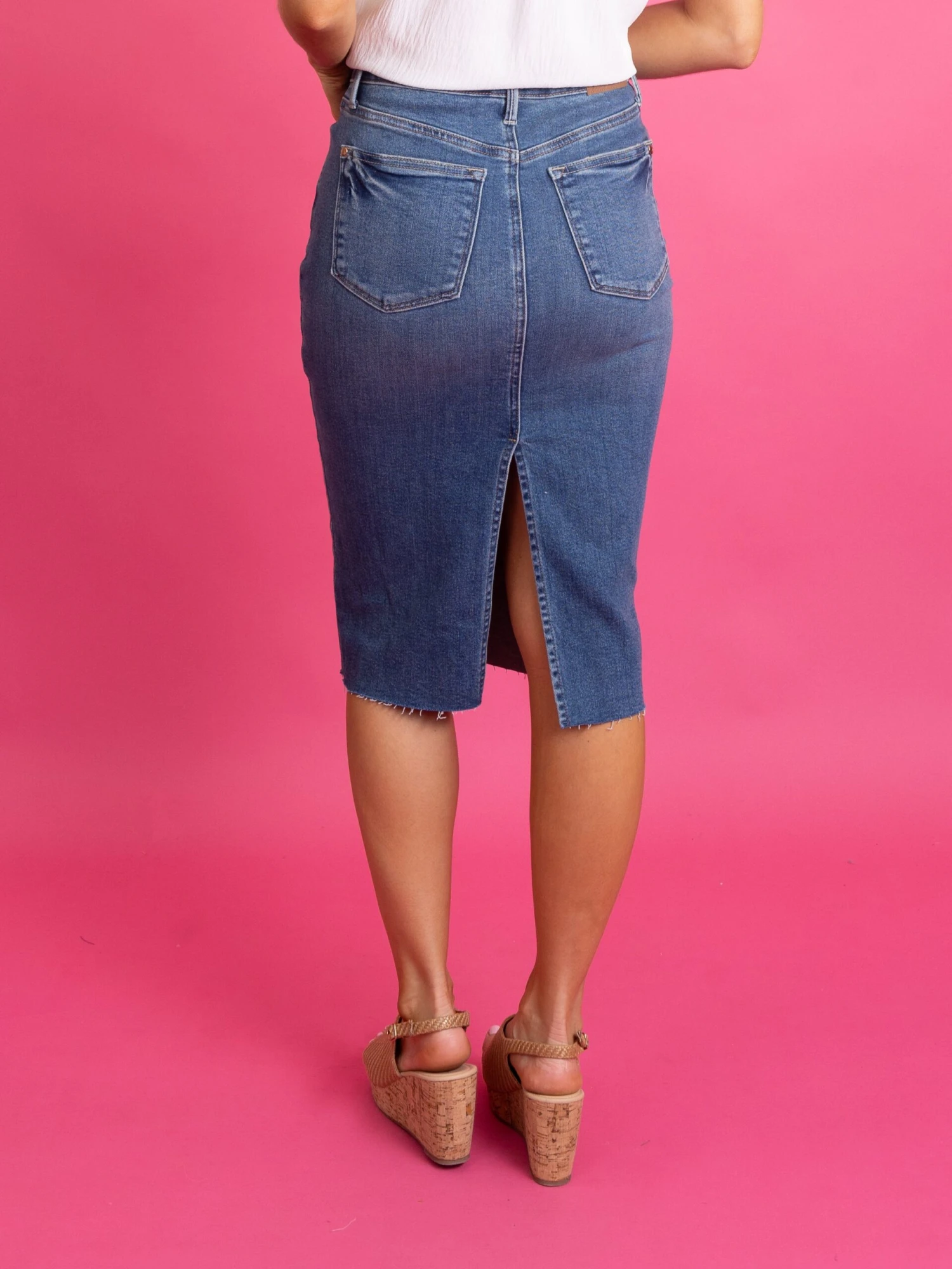 Judy Blue High Waist Mid Length Denim Skirt | S-3X - Image 4