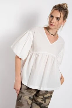 Bubble Sleeve Babydoll Tunic | S-L *Final Sale*