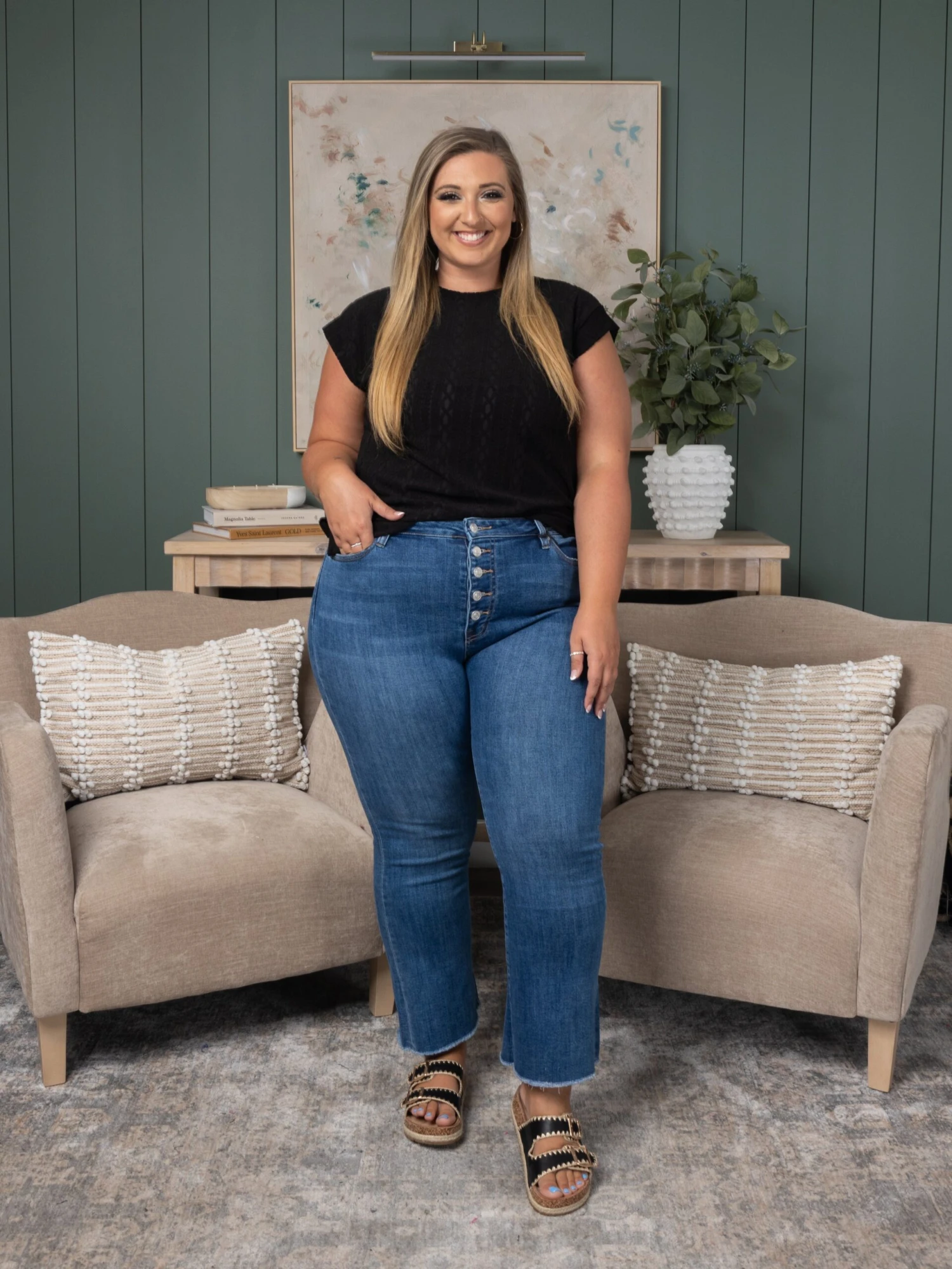 Mica Denim Super High Rise Crop Flare Jeans| 0-15 - Image 4