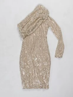 One Shoulder Long Sleeve Sequins Dress | S - XL