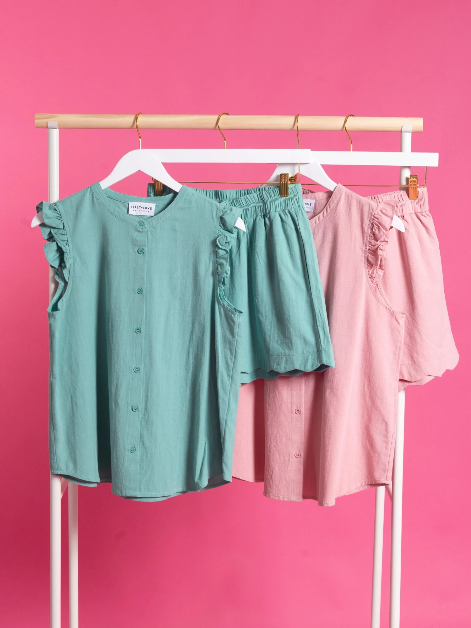 Button Down Sleeveless Top W/ Ruffles| S-3X Set W/ ID1711 - Image 4