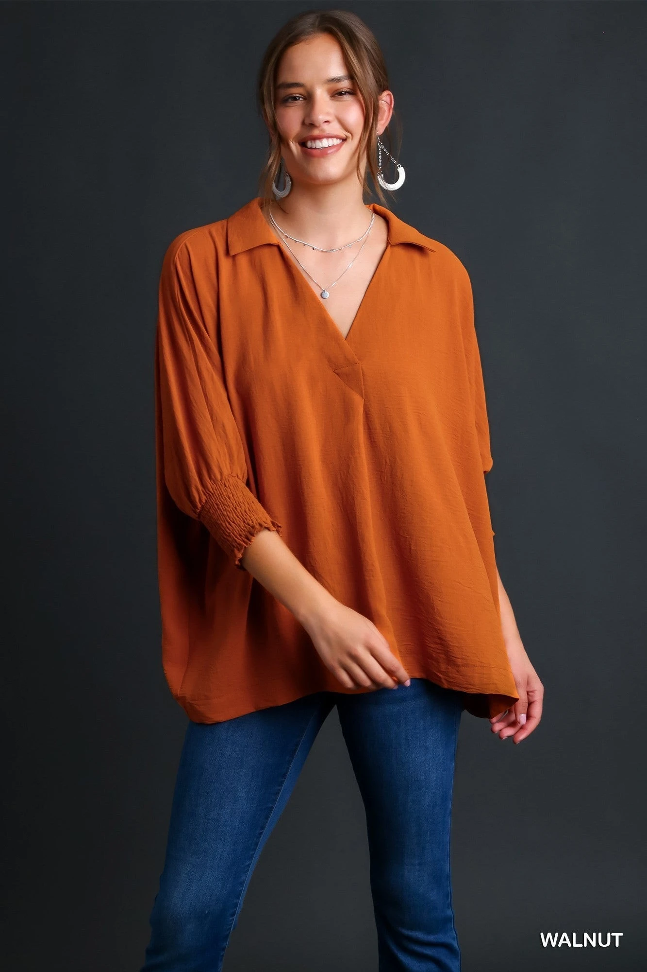Collared Blouse With Textured Fabric | S - 2XL Umgee - Image 3