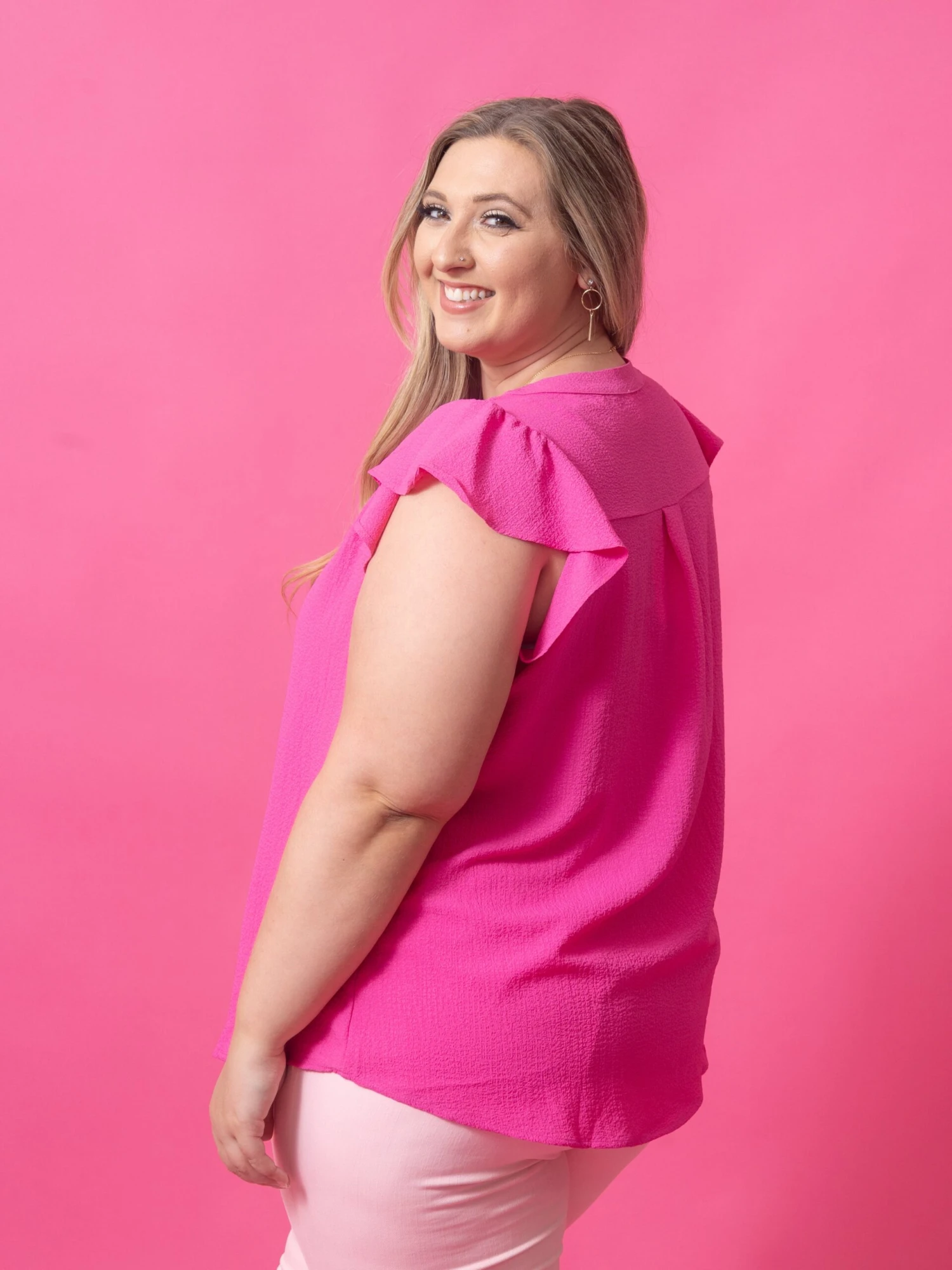 V-Neck Flutter Sleeve Top | S - 3X - Image 4