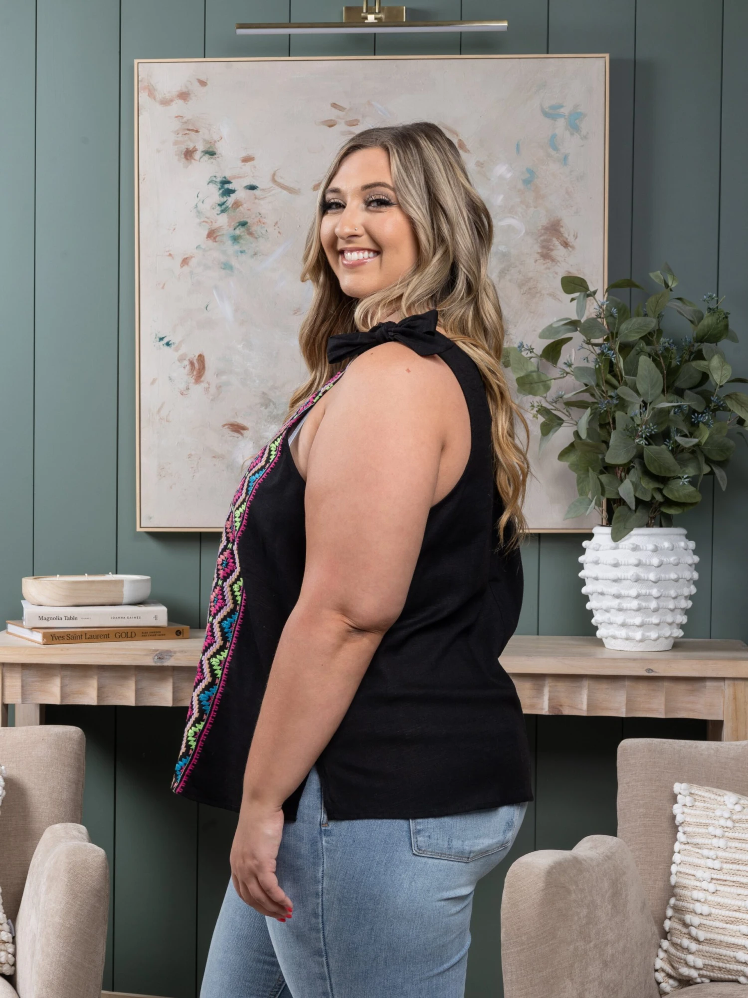 Embroidered Sleeveless Top | S - 3X - Image 3