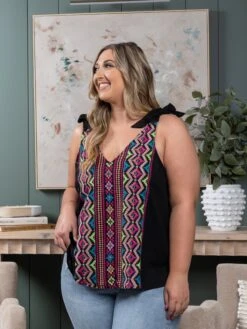 Embroidered Sleeveless Top | S - 3X