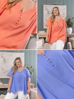Woven V-Neck Top | S - 3XL