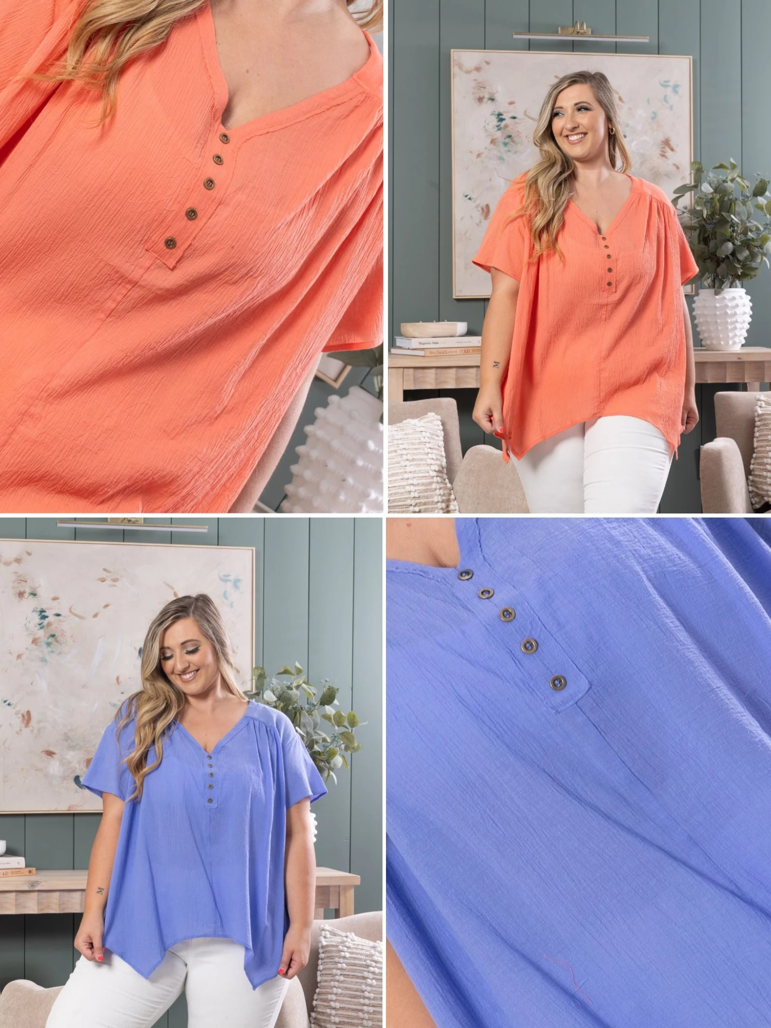 Woven V-Neck Top | S - 3XL