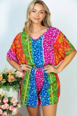 Half Sleeve Floral Print Woven Romper | S - 3X