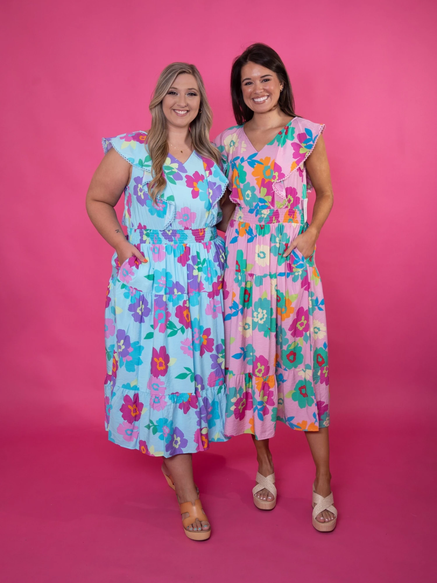 Floral Print V-Neck Lace Detail Flutter Sleeve Maxi Dress | S - 3XL - Image 6