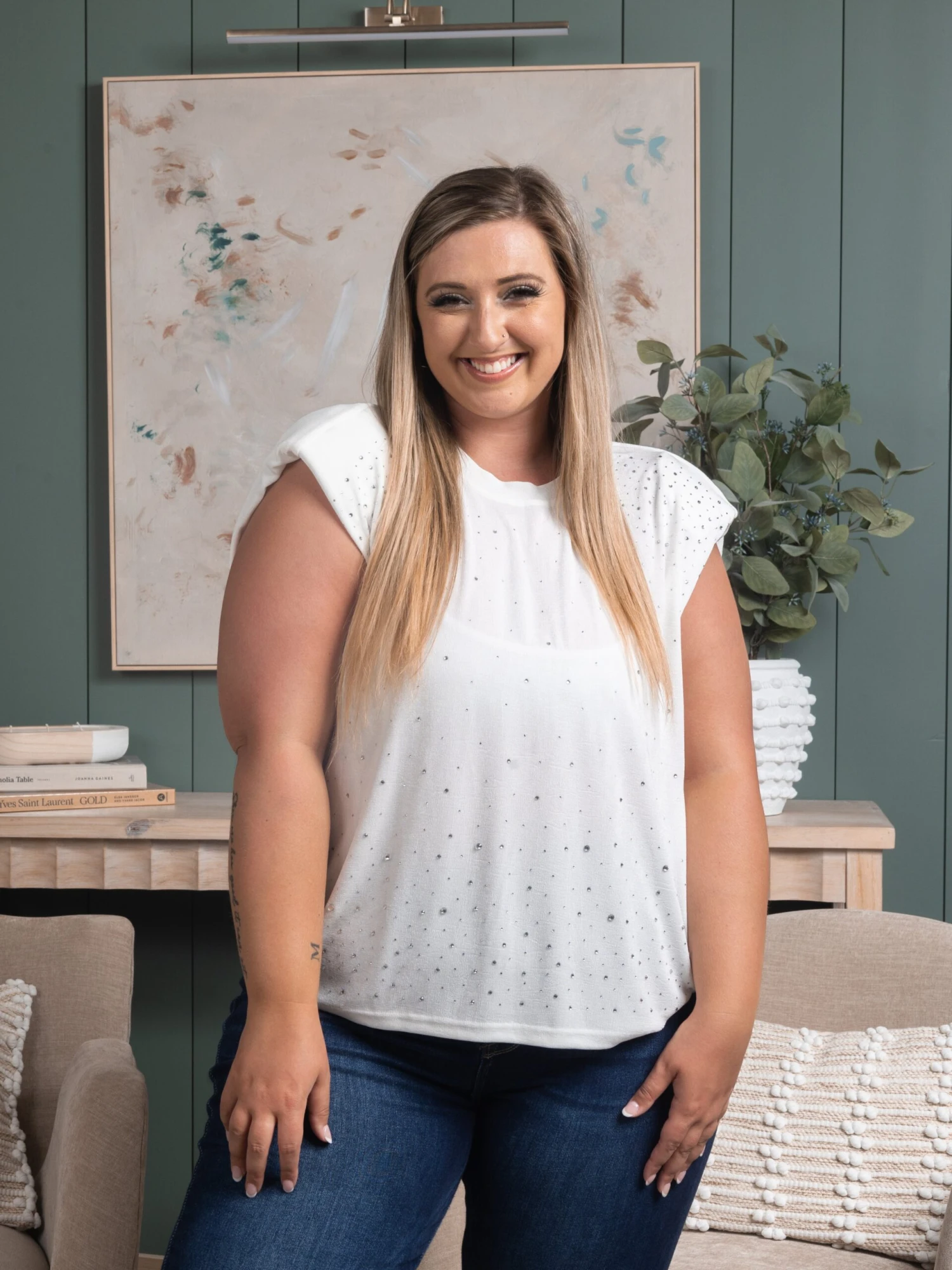 Rhinestone Mock Neck Top | S - 3XL Summer Concerts & Festivals - Image 2